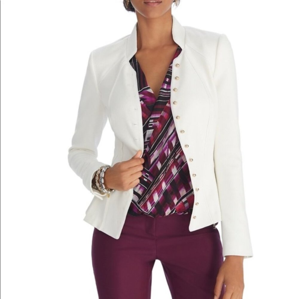 WHBM Ecru Stand Collar Boudoir Shaped Jacket Size 12